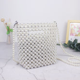 Women's Handmade Crossbody Bag with Pearls