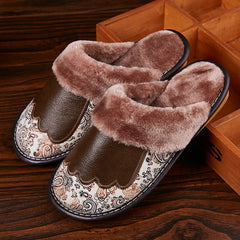 Men's Luxury Fur and Leather Slippers