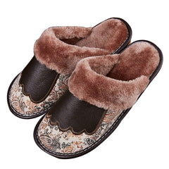 Men's Luxury Fur and Leather Slippers