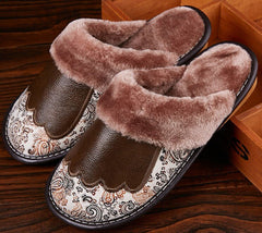 Men's Luxury Fur and Leather Slippers