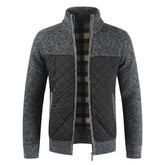 Men's Quilted Detail Zipper Cardigan