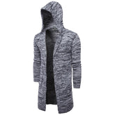 Men's Melange Color Hooded Cardigan