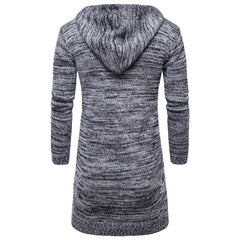 Long Cotton Men's Cardigan in Black and Grey Colors