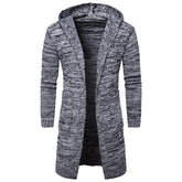 Long Cotton Men's Cardigan in Black and Grey Colors