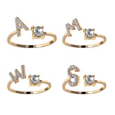 Adjustable Women's Letter Ring in Silver and Gold