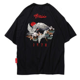 Men's Japanese Style Crane Embroidery T-Shirt