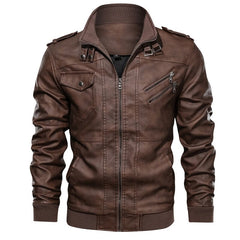 Men's Leather Jacket with Hood