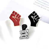 Black Lives Matter Raised Fist Shaped Enamel Brooch