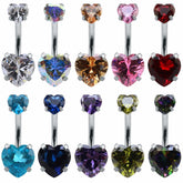 Heart-Shaped Cubic Zirconia Crystal Piercing Belly Ring