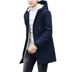 Cute Long Windproof Thickened Cotton Men's Parka Jacket