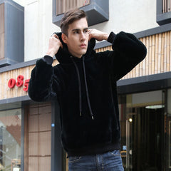 Men's Eco Fur Hooded Coat