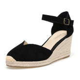 Black and Beige Wedge Sandals for Women
