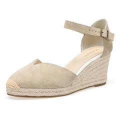 Black and Beige Wedge Sandals for Women