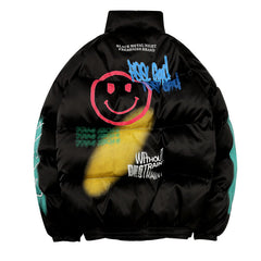 Men's Graffiti Print Puffer Jacket