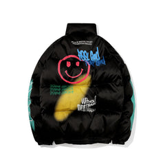 Men's Graffiti Print Puffer Jacket