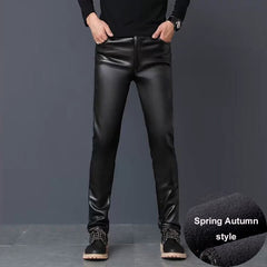 Men's Faux Leather Warm Pants