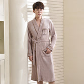 Men's Apricot Coral Velvet Robe with Belt