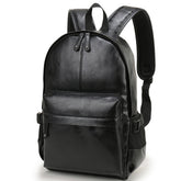 Men's Solid Color Eco-Leather Backpack