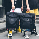 Tropical Leaves Print Roll Top Backpack