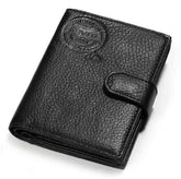 Vertical Leather Wallet with Passport Holder for Men