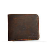 Vintage Cross and Vertical Style Men's Genuine Leather Wallet