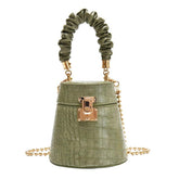 Women's Crocodile Pattern Round Bucket Bag