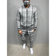 Men's Sport Plaid Jacket and Pants Set