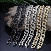 Men's Chain Necklace with Rhinestones