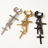 Men's Stylish Cross and Chain Earrings