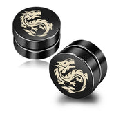 Men's Magnetic Clip Earrings with Dragon