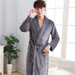 Men's Warm Flannel Bathrobe