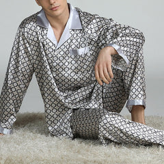 Men's Silk Pajama Sets with Pattern