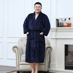 Men's Plus Size Warm Flannel Bathrobe
