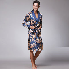 Men's Knee Length Bathrobe with Pattern