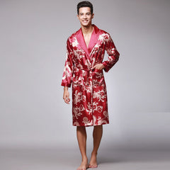 Men's Knee Length Bathrobe with Pattern