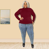 Solid Color Turtleneck Top