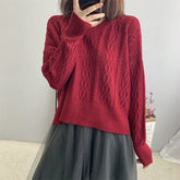 Women's Casual Solid Color V-Neck Long Sleeved Jumper