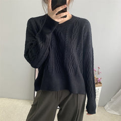 Women's Casual Solid Color V-Neck Long Sleeved Jumper