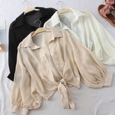 Women's Tie Waist Chiffon Shirt