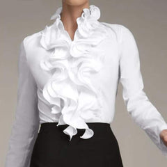 Office Women's Black / White Ruffled Blouse