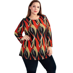 Women's Bohemian Orange Plus Size Loose Top