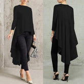 Asymmetrical Pleated Long Sleeve Top for Women