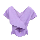 Women's Knitting V-Neck Crop Top