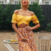 Women's Crop Top with Puff Sleeves