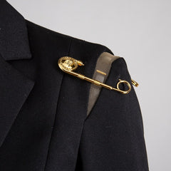 Stylish Black Women's Blazer with Gold Detailing