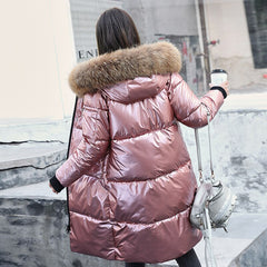 Women's Causal Long Coat with Fur Hood