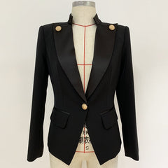 Black and White Women's Jacket with Collar