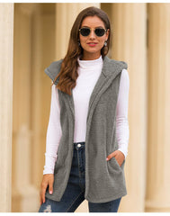 Women's Hooded Fur Sleeveless Jacket