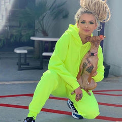 Women's Solid Color Hooded Tracksuit