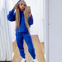 Women's Solid Color Hooded Tracksuit